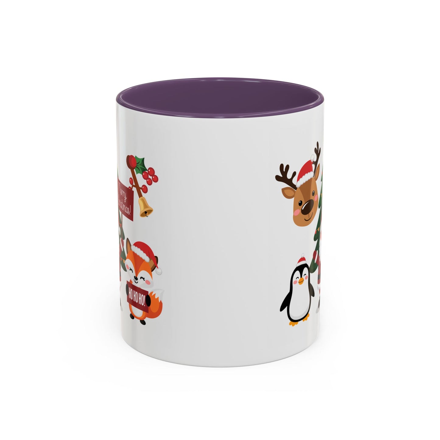 Christmas - Merry Christmas White Text Santa Reindeer Penguin Fox