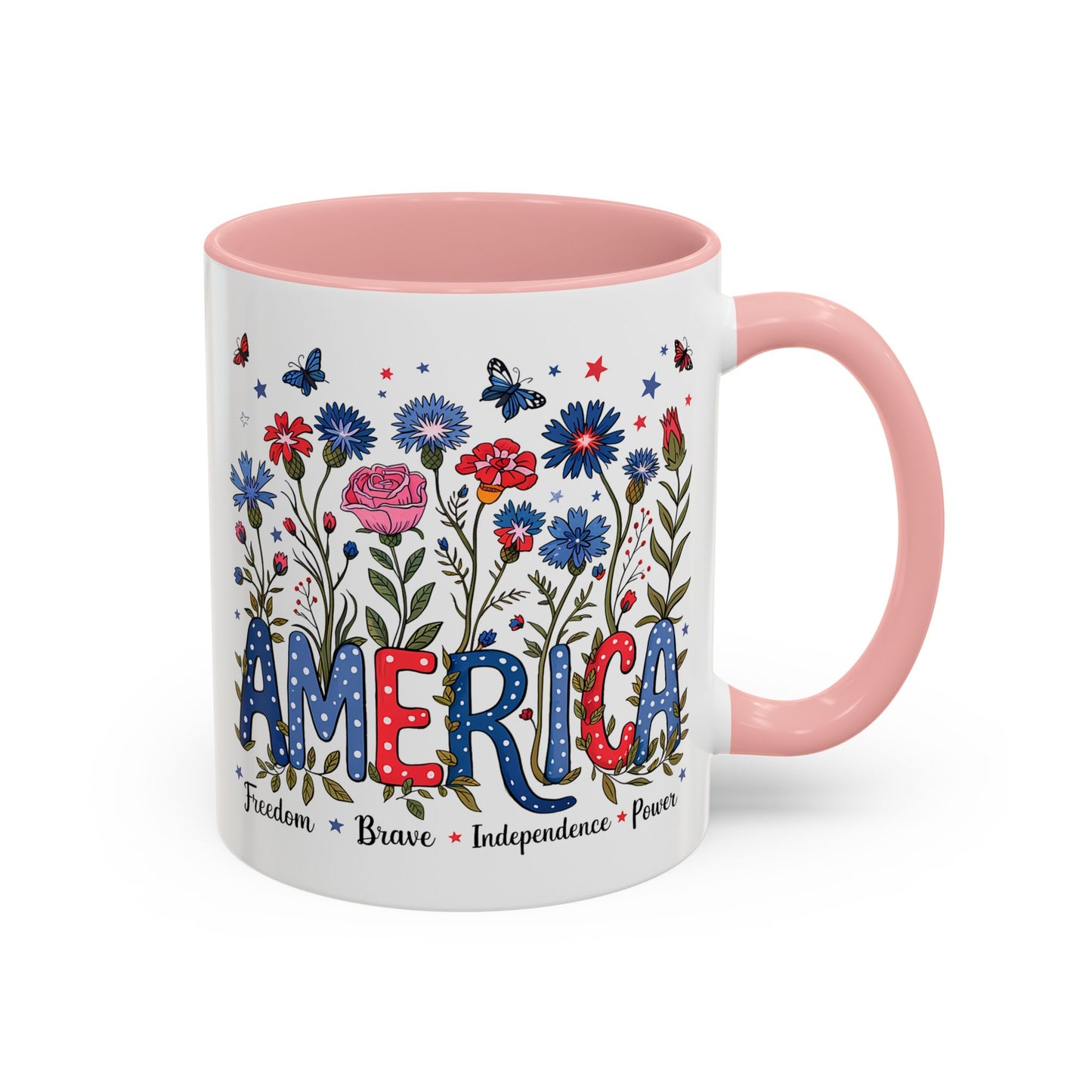 4th of July Mug - Floral America Patriotic