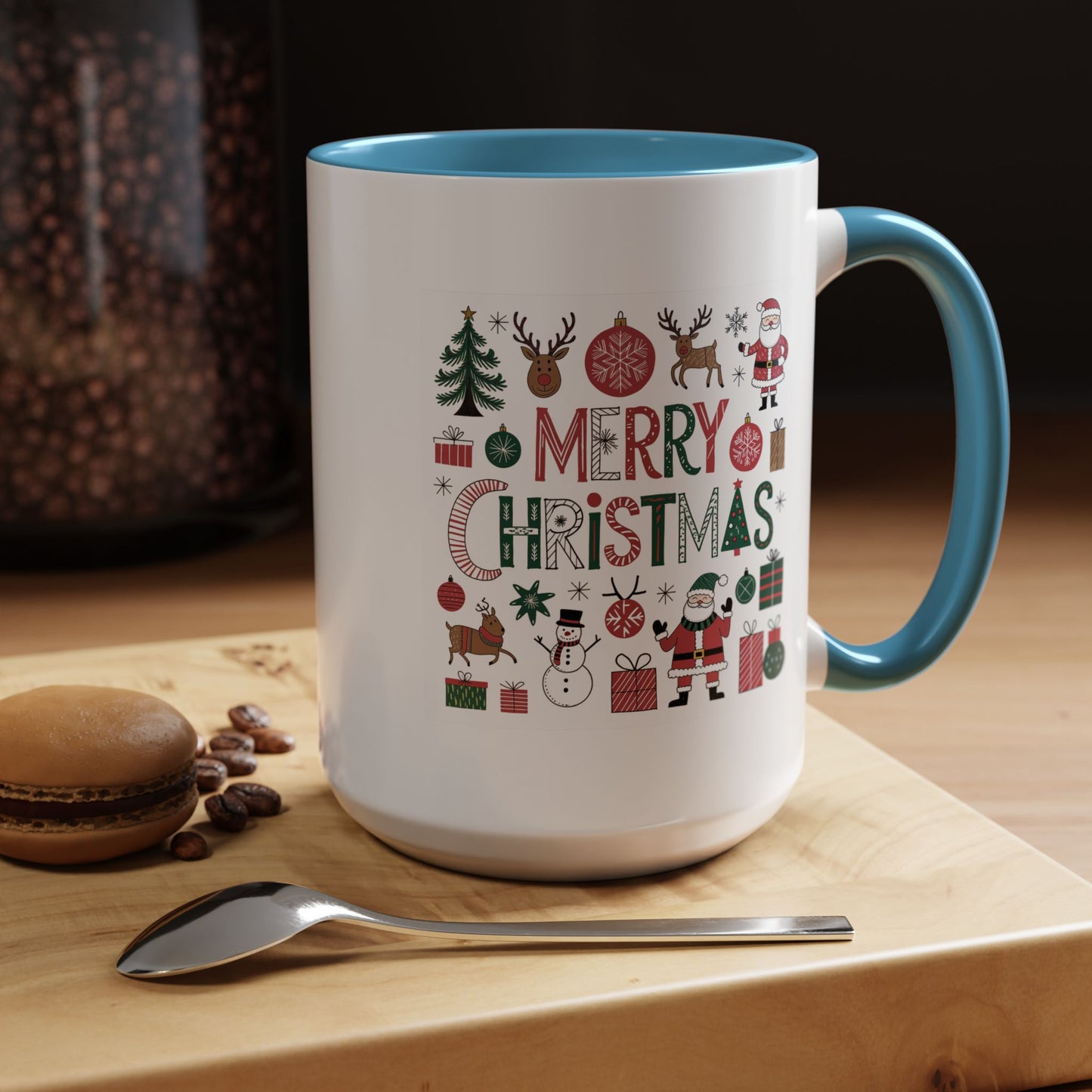Christmas Mug - Merry Christmas Red White & Green Text Collage