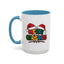 Christmas Mug - Merry Christmas Red Yellow & Blue Text Red Hats