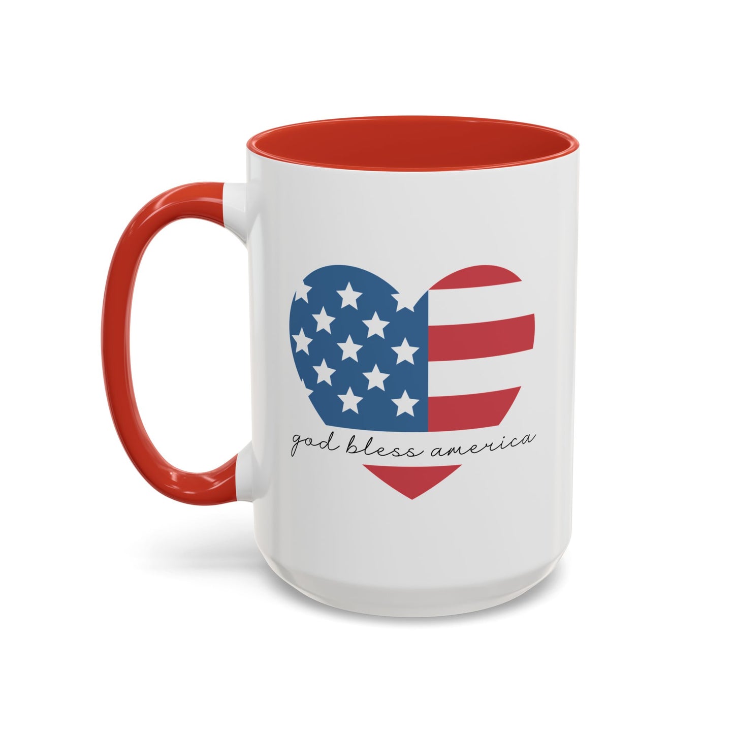 4th of July Mug - God Bless America Flag Heart