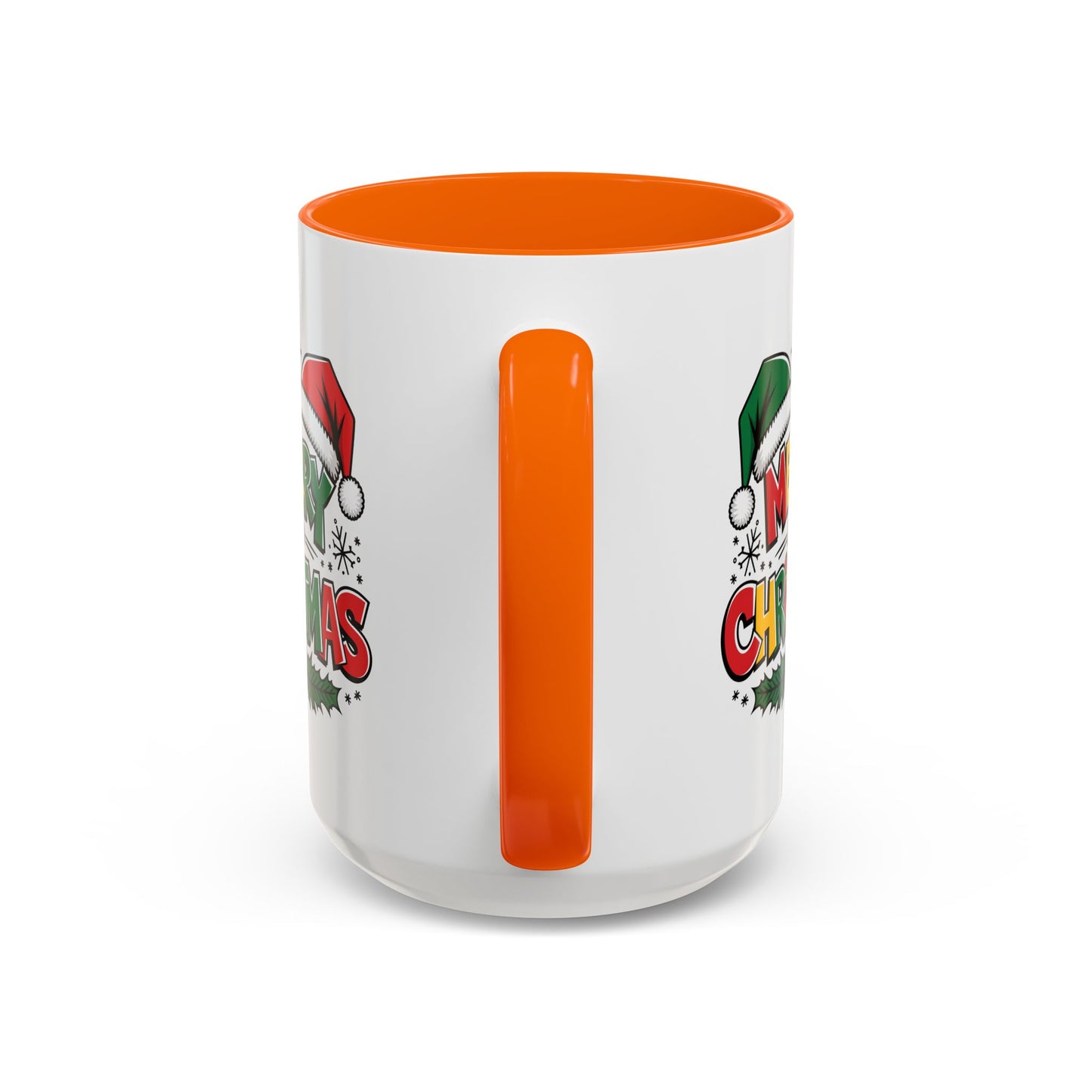 Christmas Mug - Merry Christmas Red Yellow & Green Text Green & Red Hat