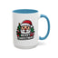 Christmas Mug - Merry Christmas White & Black Text Santa Trees Presents