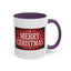 Christmas Mug - Merry Christmas Cream Text Maroon Background
