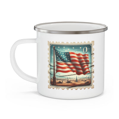 4th of July Mug - American Flag Land Stamp
