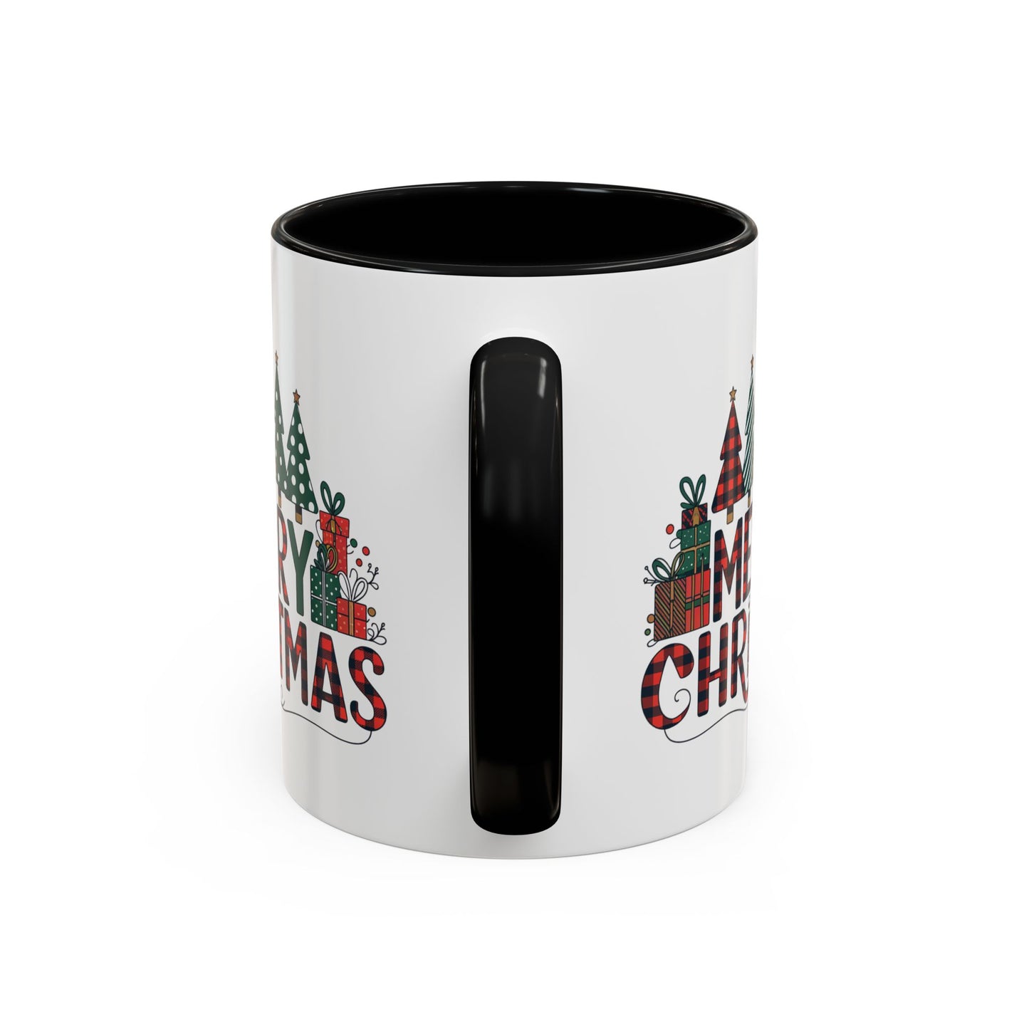 Christmas Mug - Merry Christmas Tartan Text Trees Presents