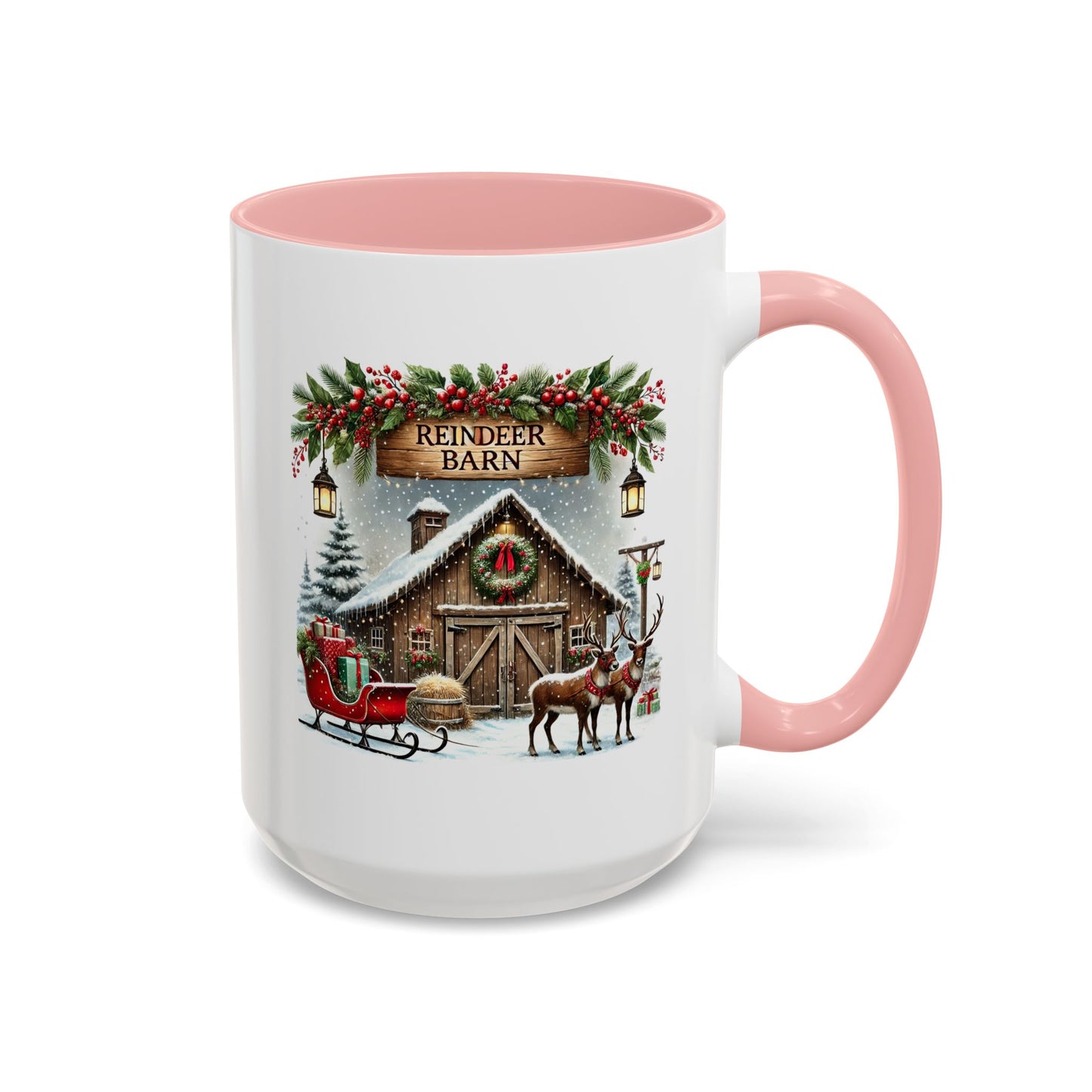 Christmas Mug - Reindeer Barn Sleigh Reindeer
