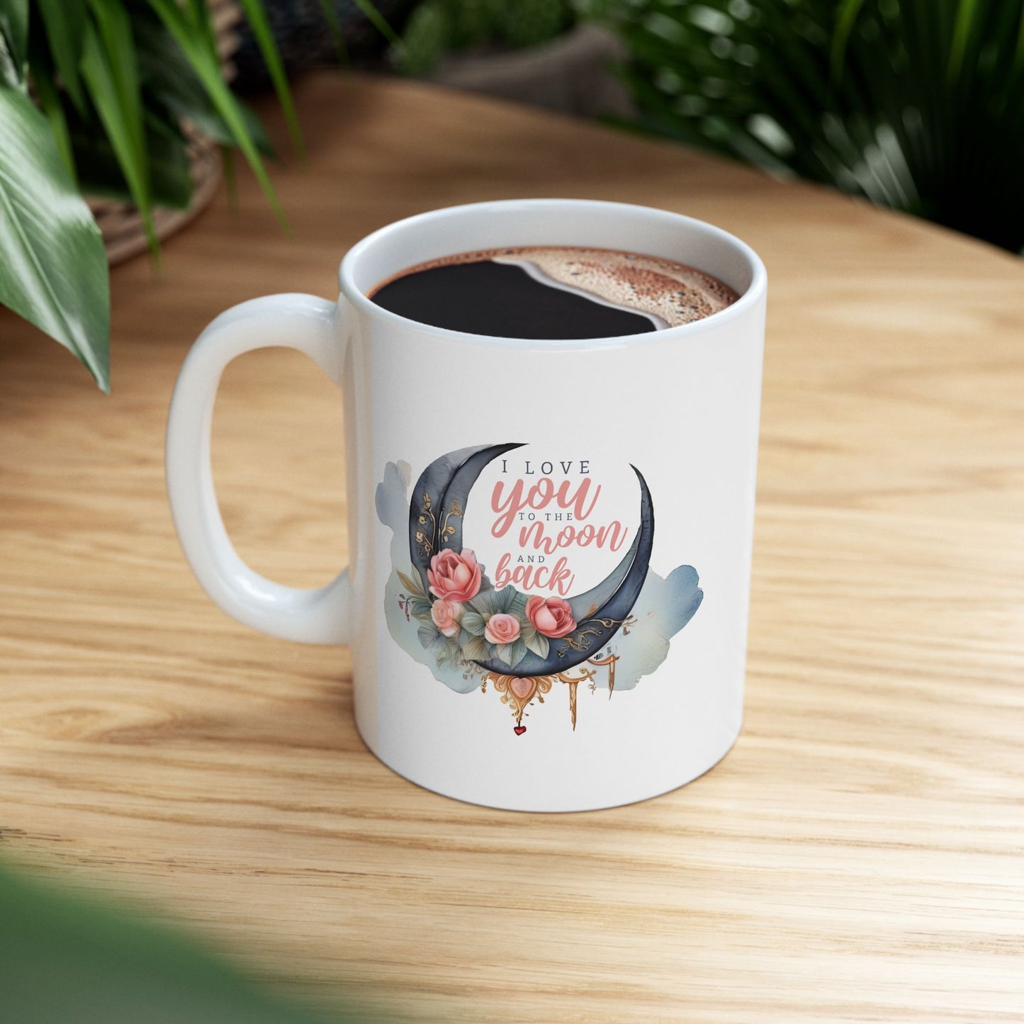 Valentine's Day Mug - I Love You Moon Graphic