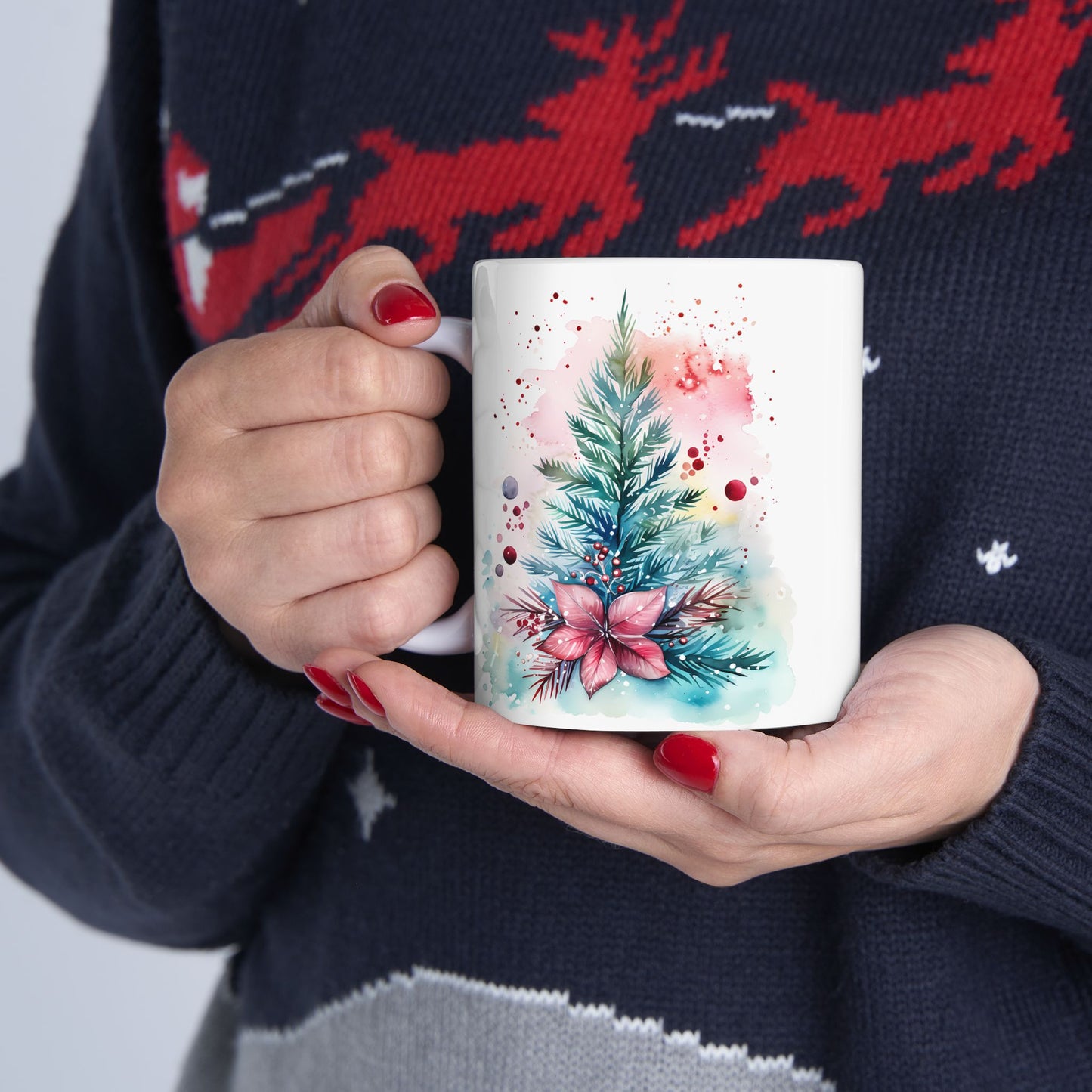 Christmas Mug - Christmas Tree and Mistletoe