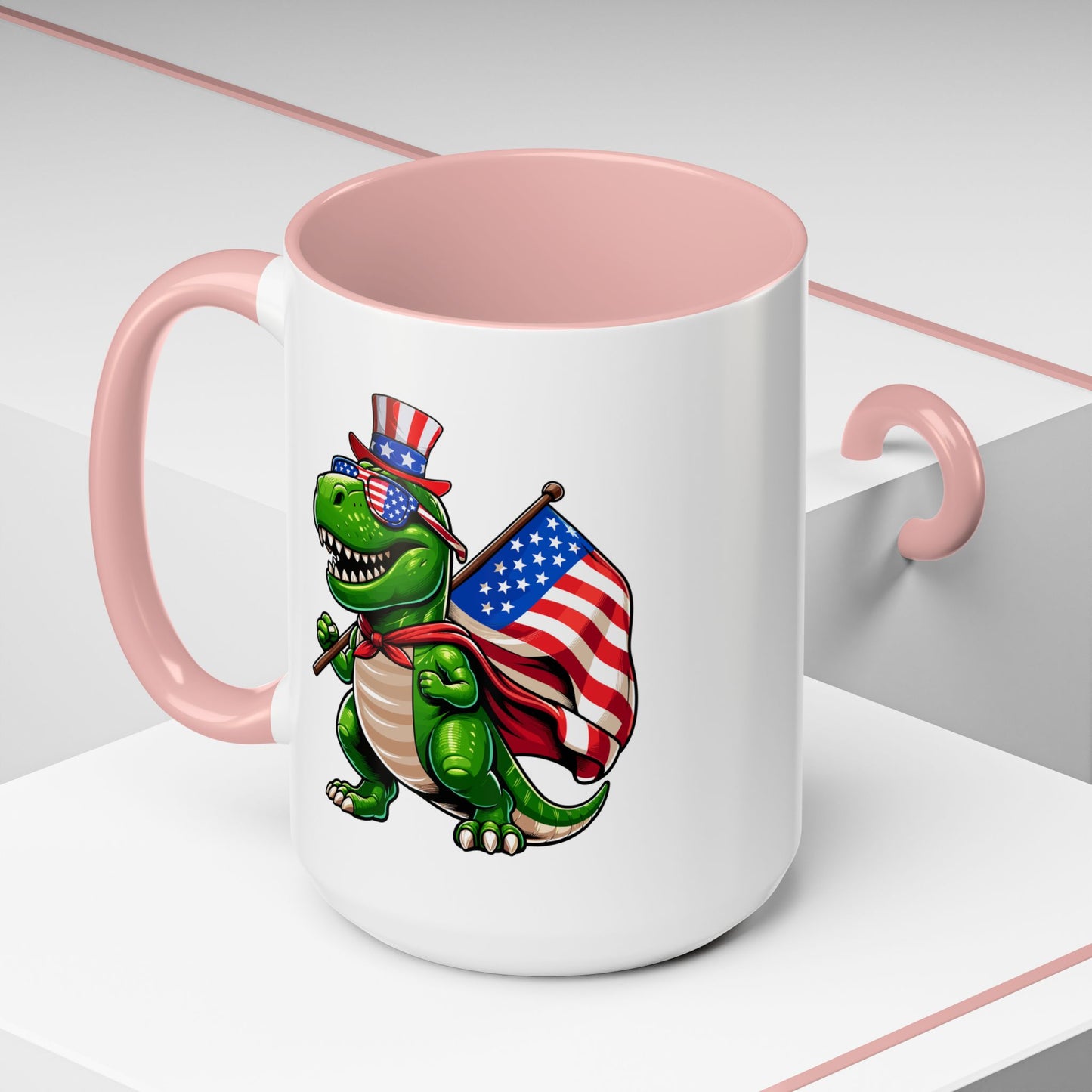 4th of July Mug - T Rex Dinosaur USA Flag