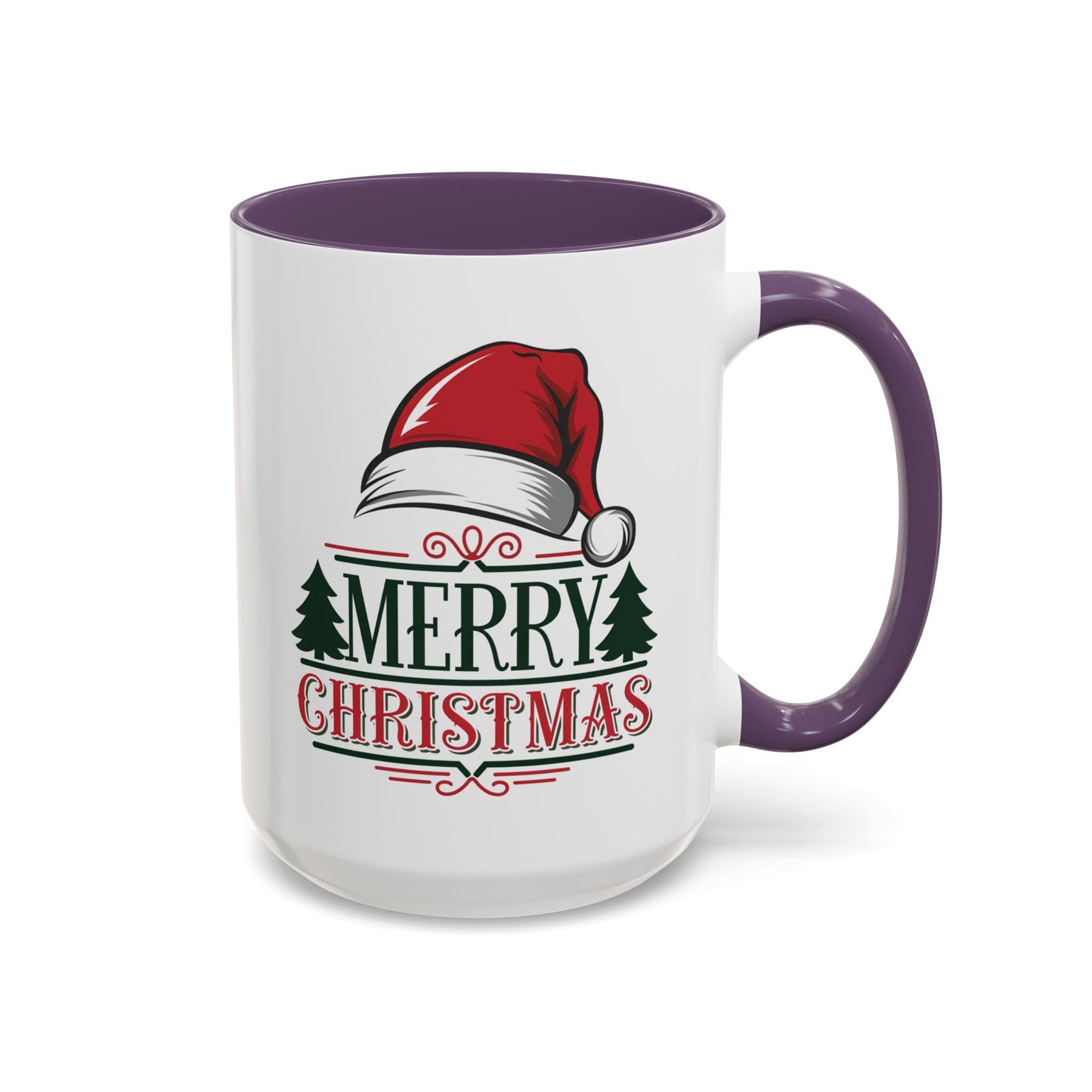 Christmas Mug - Merry Christmas Green & Red Text Red Hat
