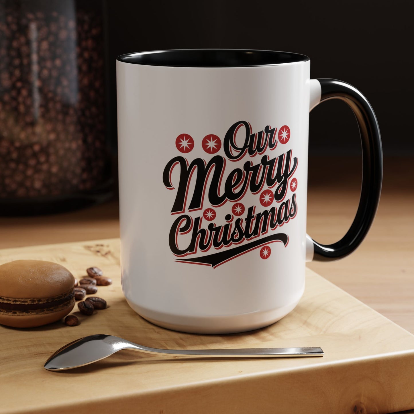 Christmas Mug - Merry Christmas Black Red & White Baseball Text