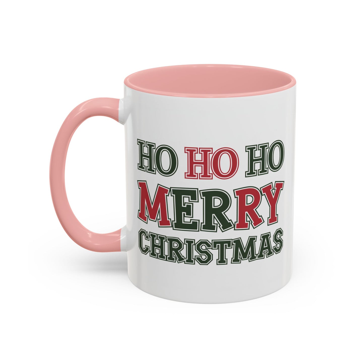 Christmas Mug - Ho Ho Ho Merry Christmas Green & Red Text 2