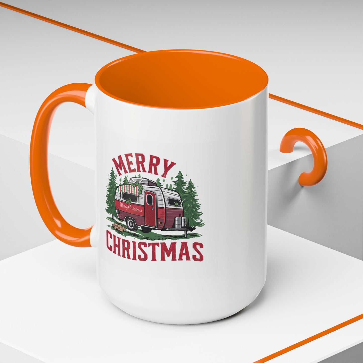 Christmas Mug - Merry Christmas Red & White Camper