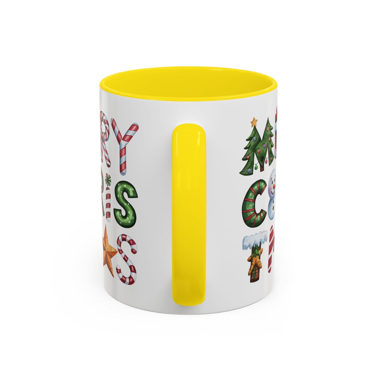 Christmas Mug - Merry Christmas Green Red & Gold Patterned Text
