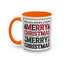 Christmas Mug - Merry Christmas Red Green & Black Text Trees Presents