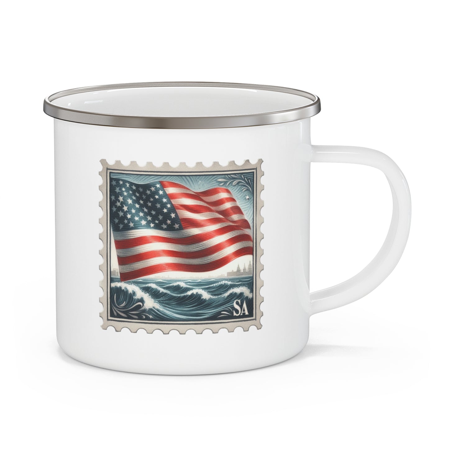 4th of July Mug - American Flag Sea Stamp