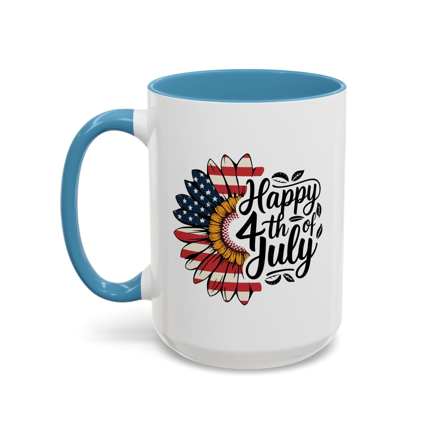 4th of July Mug - Happy 4th of July Sunflower USA Flag