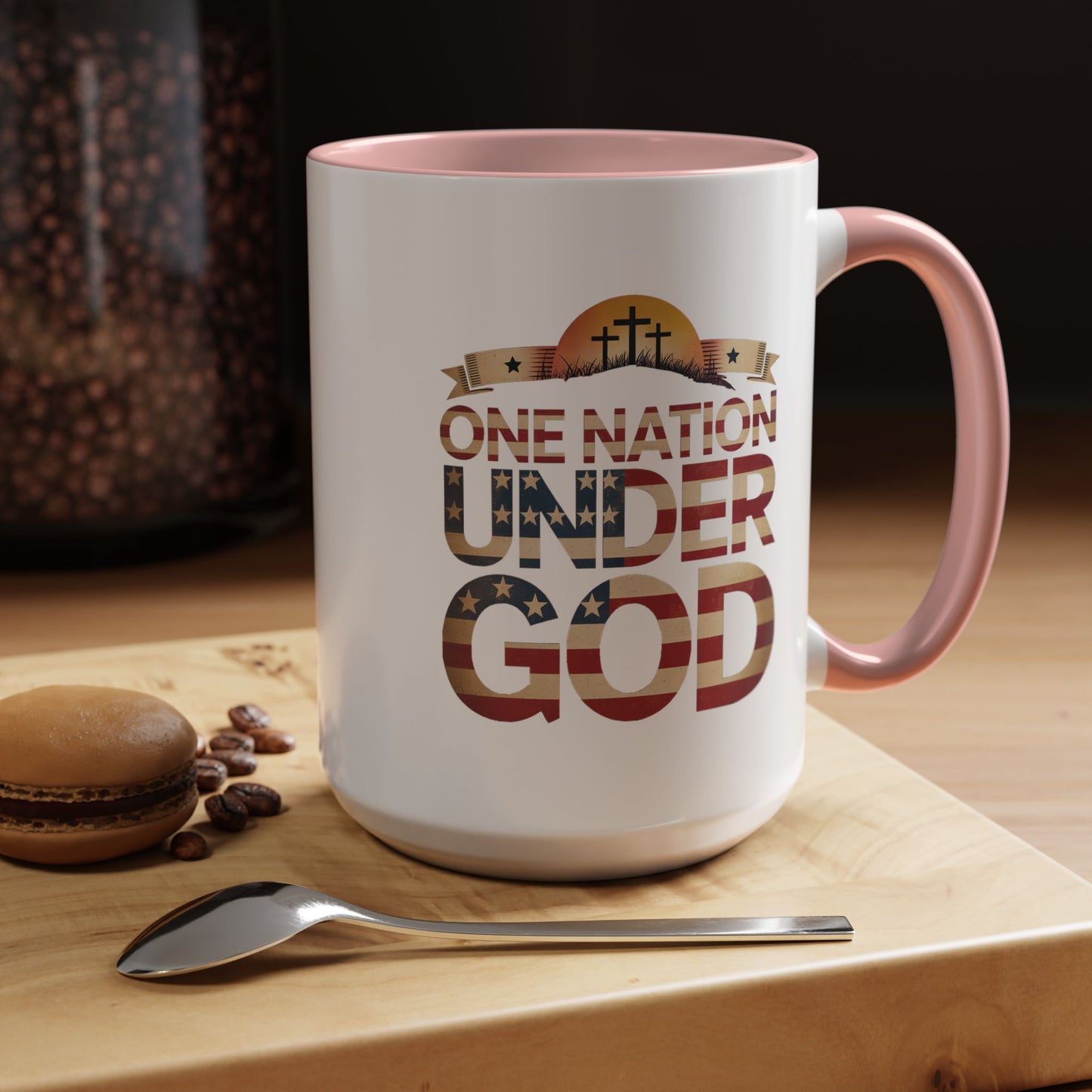 4th of July Mug - One Nation Under God Cross Flag