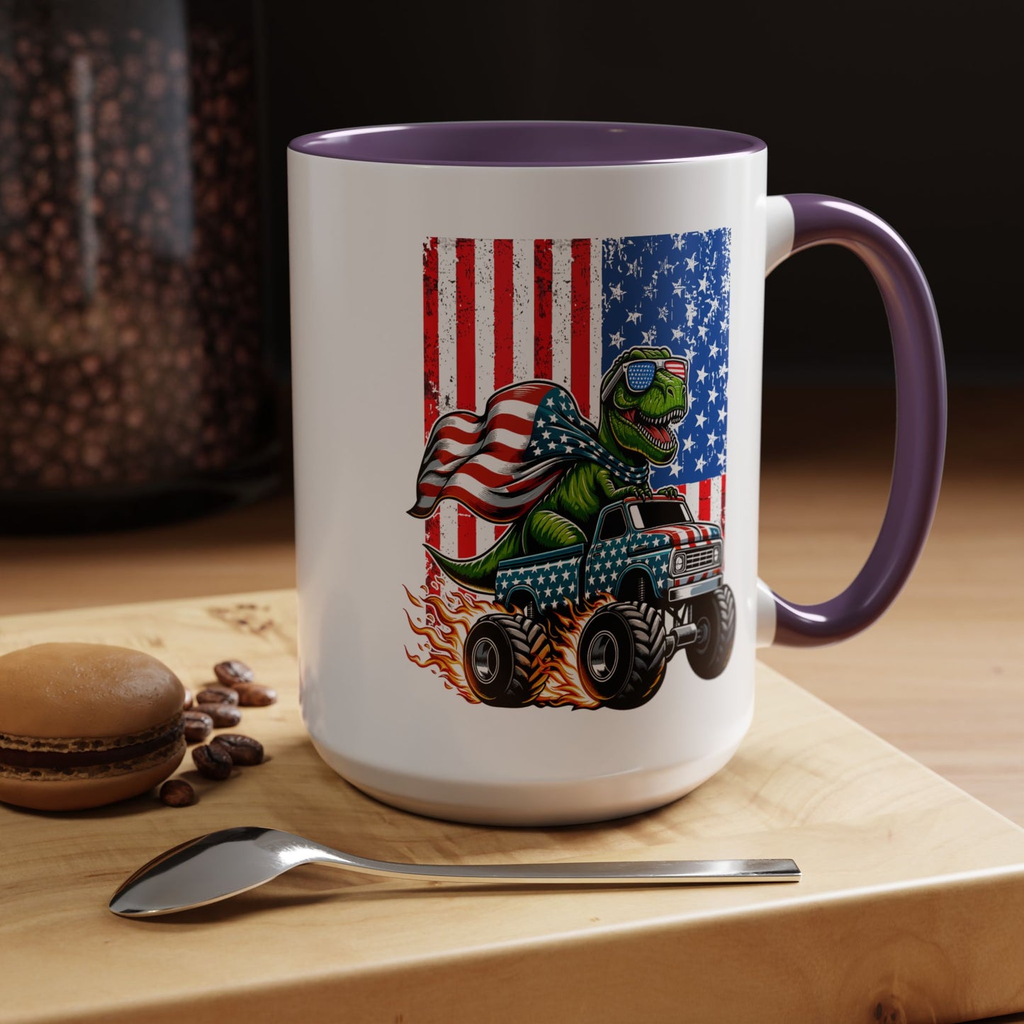 4th of July Mug - T Rex Riding Monster Truck