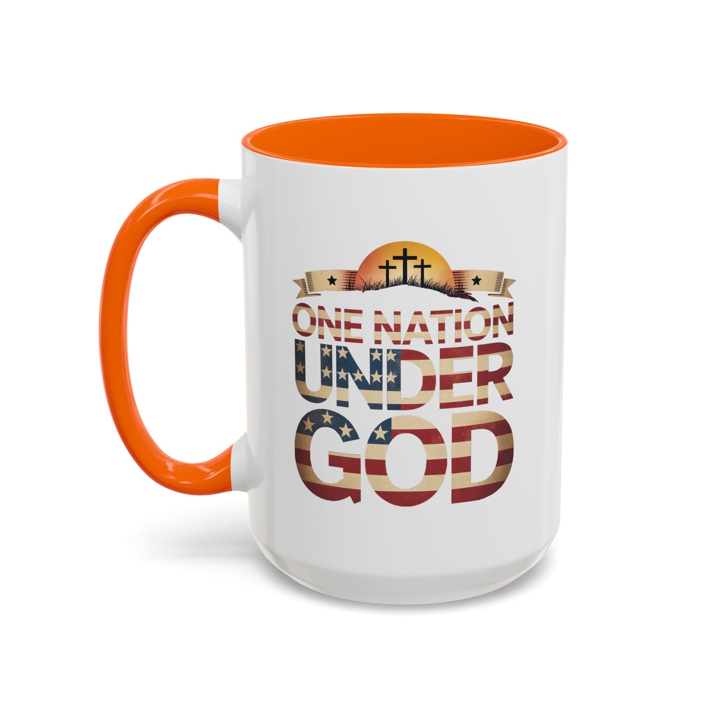 4th of July Mug - One Nation Under God Cross Flag