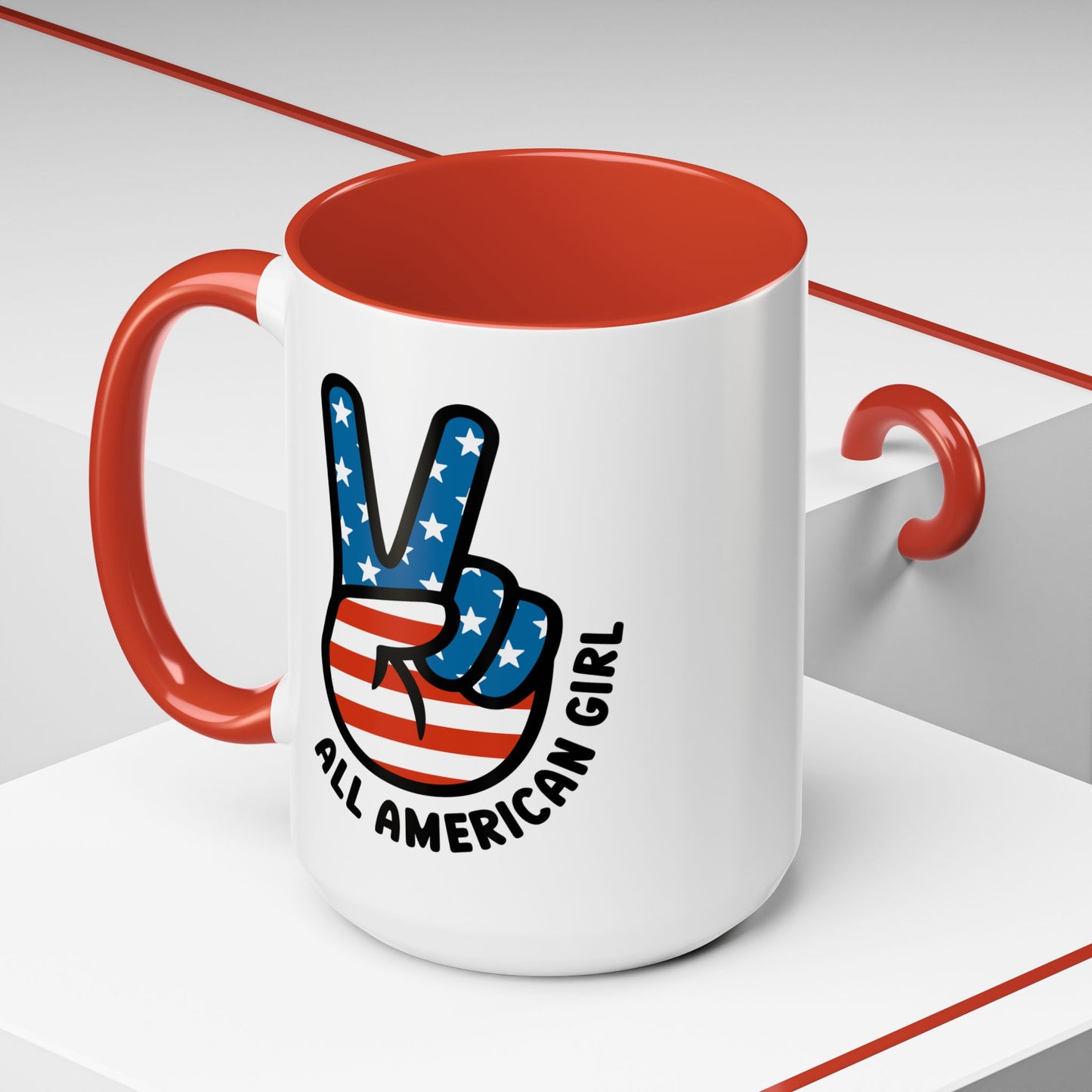 4th of July Mug - All American Girl Peace Sign