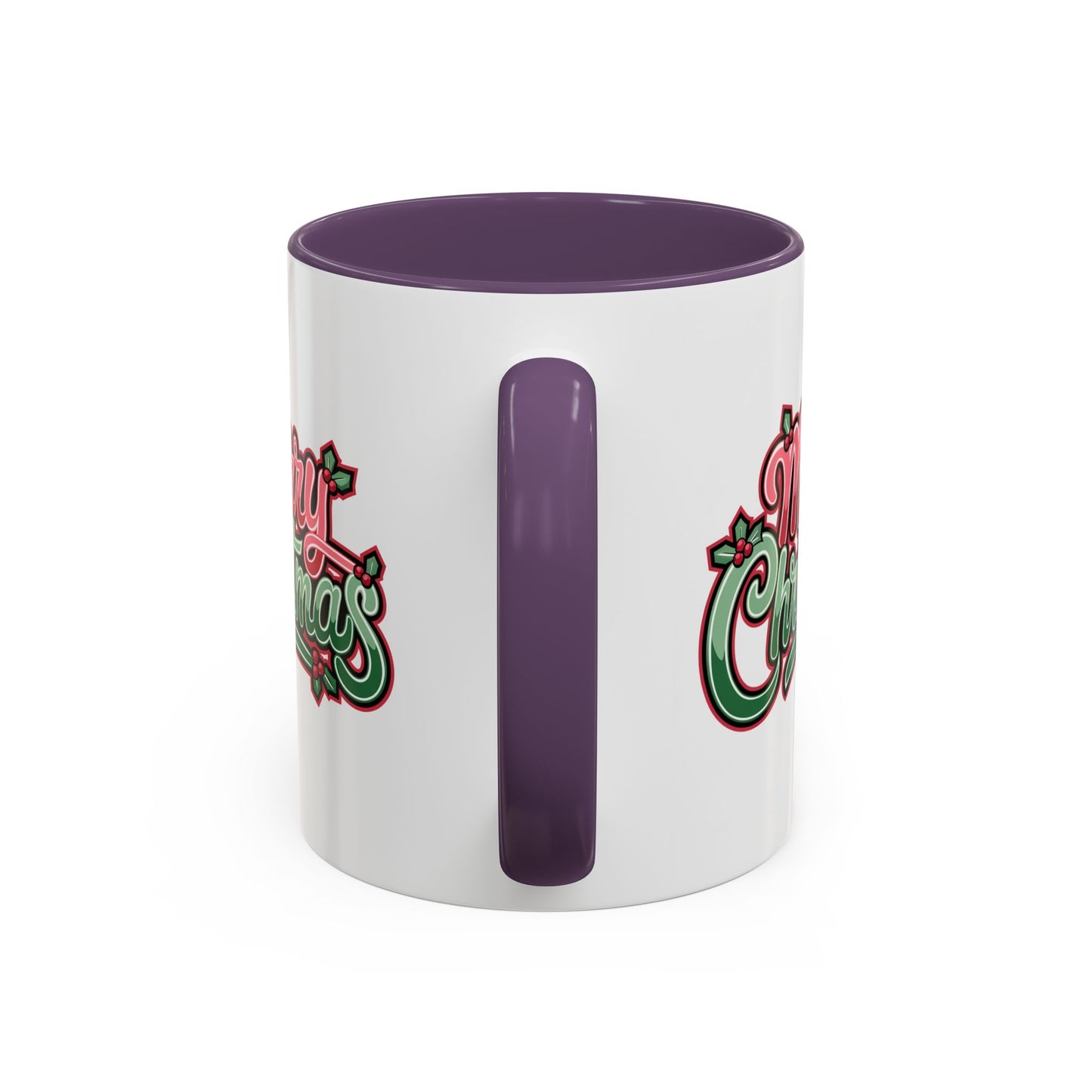 Christmas Mug - Merry Christmas Red & Green Text Mistletoe
