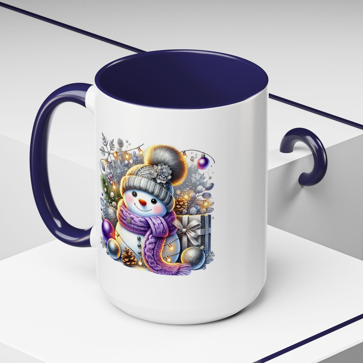 Christmas Mug - Purple and Silver Snowman