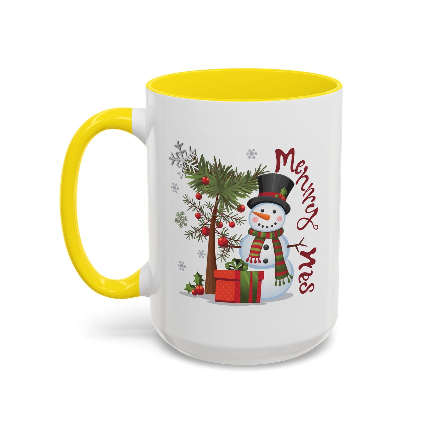 Christmas Mug - Merry Xmas Snowman Tree Present