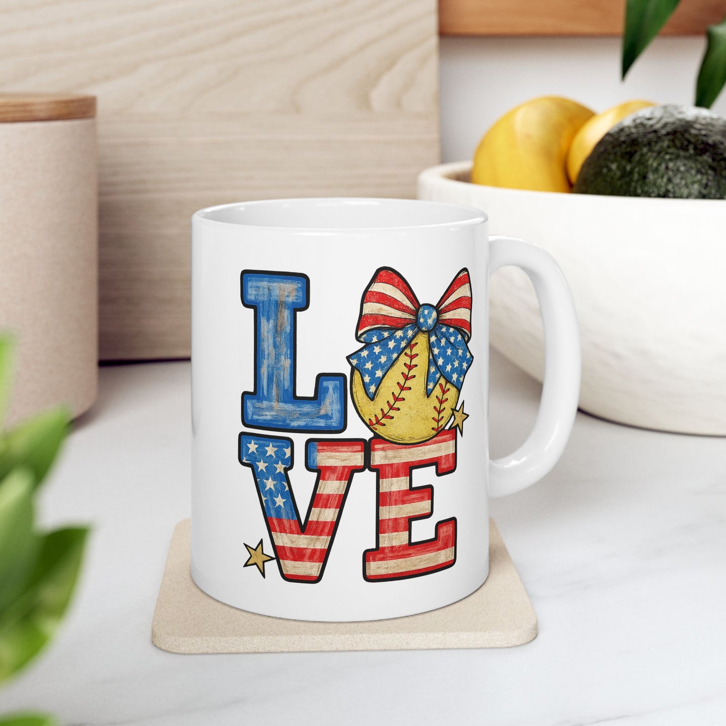 4th of July Mug - Patriotic Love Softball