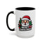 Christmas Mug - Merry Christmas White & Black Text Santa Trees Presents