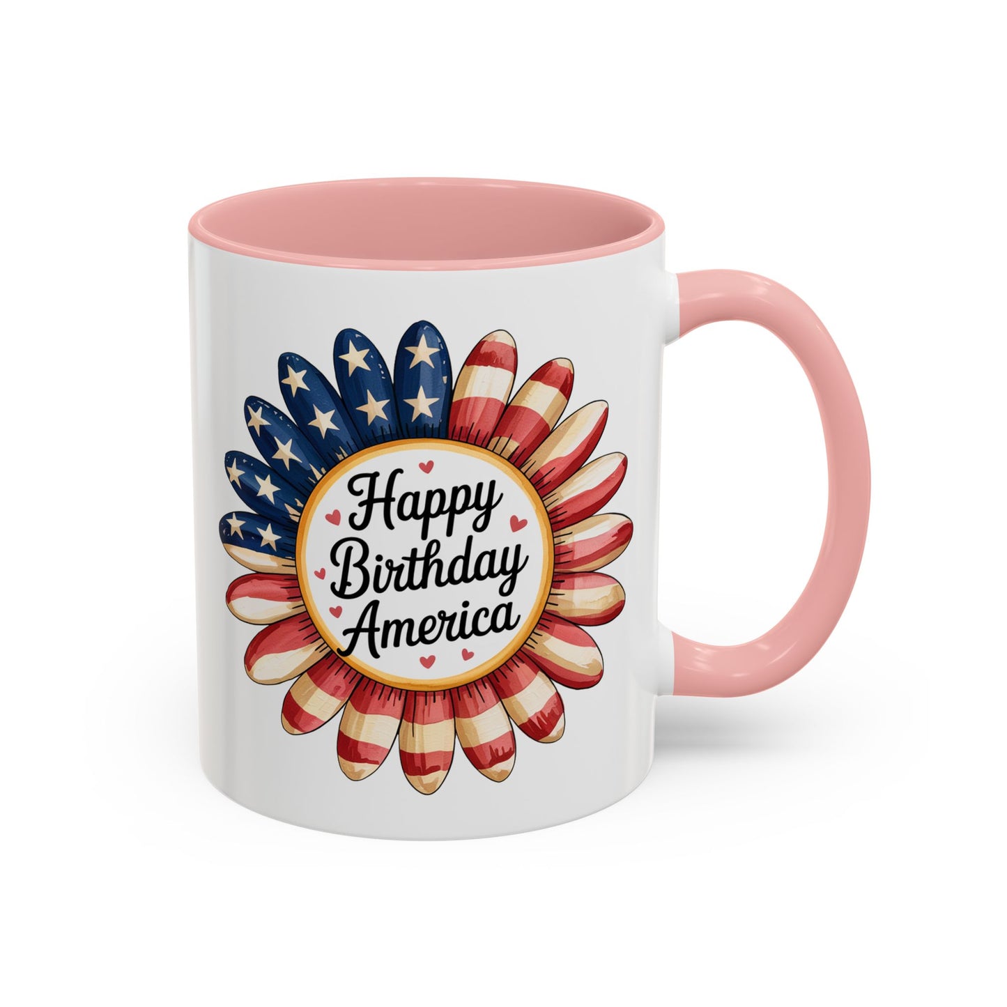 4th of July Mug - Happy Birthday America Sunflower