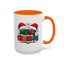 Christmas Mug - Merry Christmas Green Red Yellow and Blue Text Red Hats
