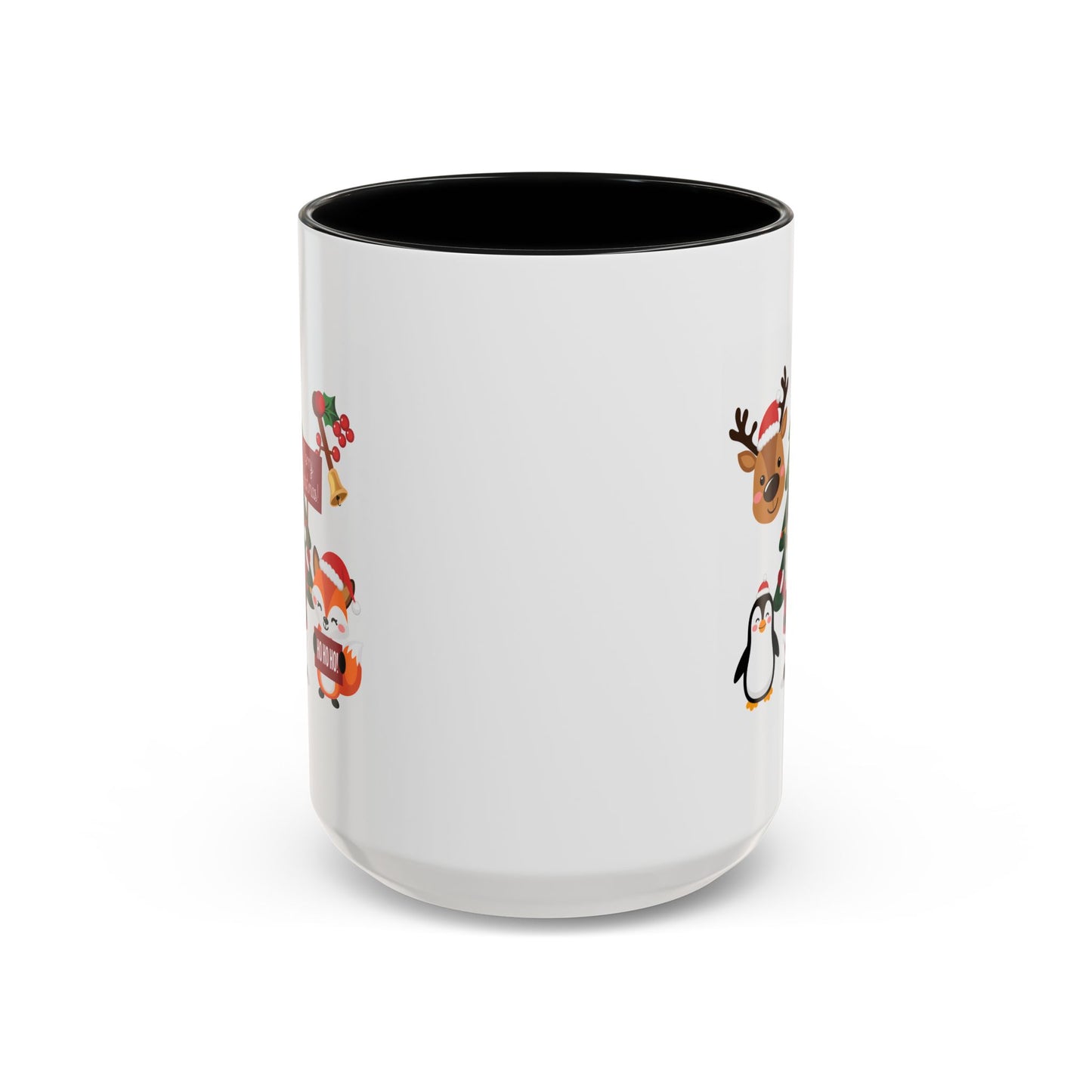 Christmas - Merry Christmas White Text Santa Reindeer Penguin Fox