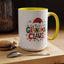 Christmas Mug - Grandma Claus Green Yellow & Red Text Hat Lights Stars