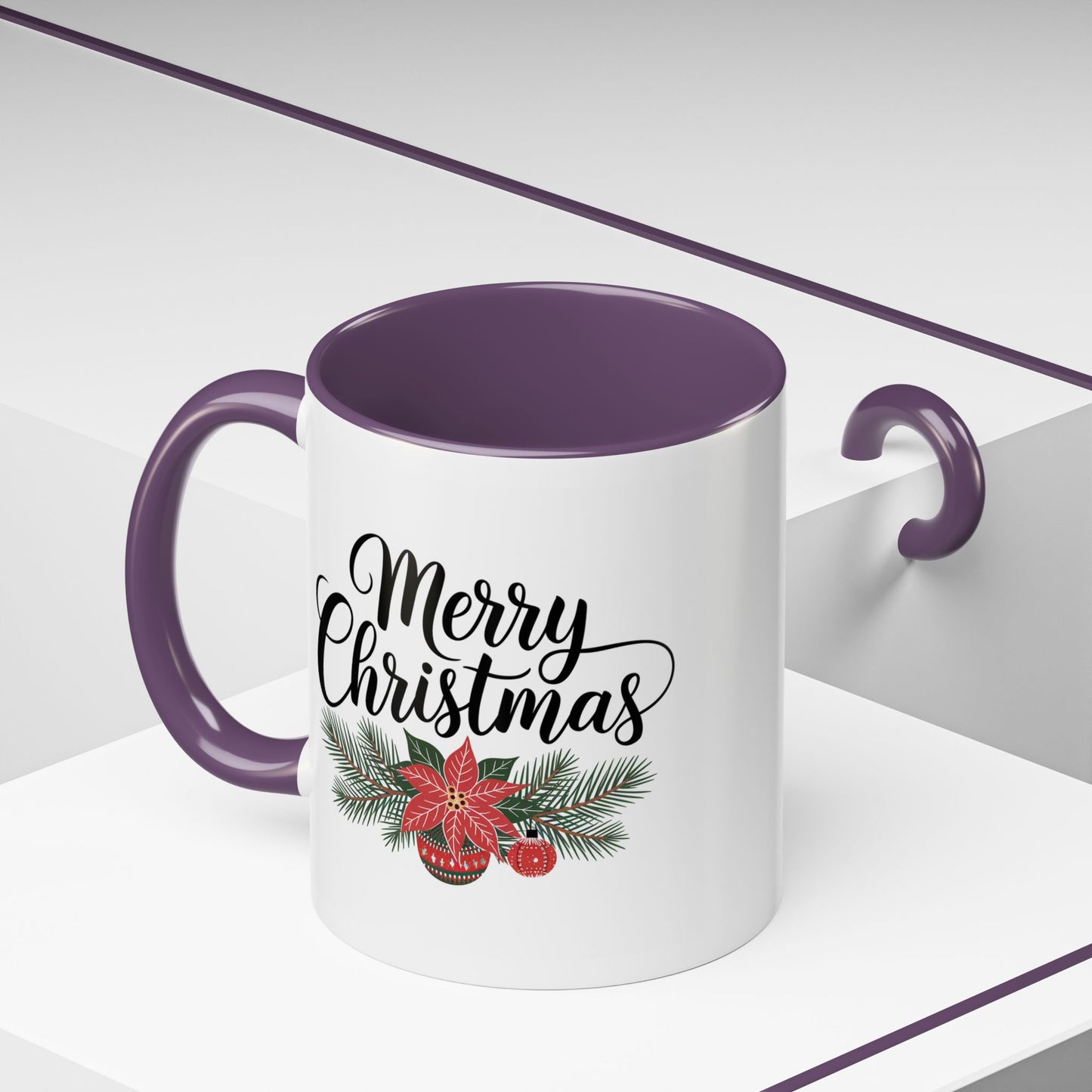 Christmas Mug - Merry Christmas Black Text Mistletoe