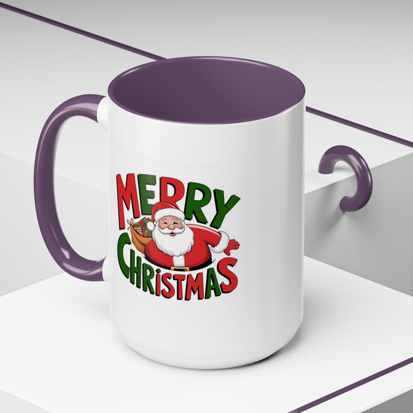 Christmas Mug - Green & Red Text Santa Presents