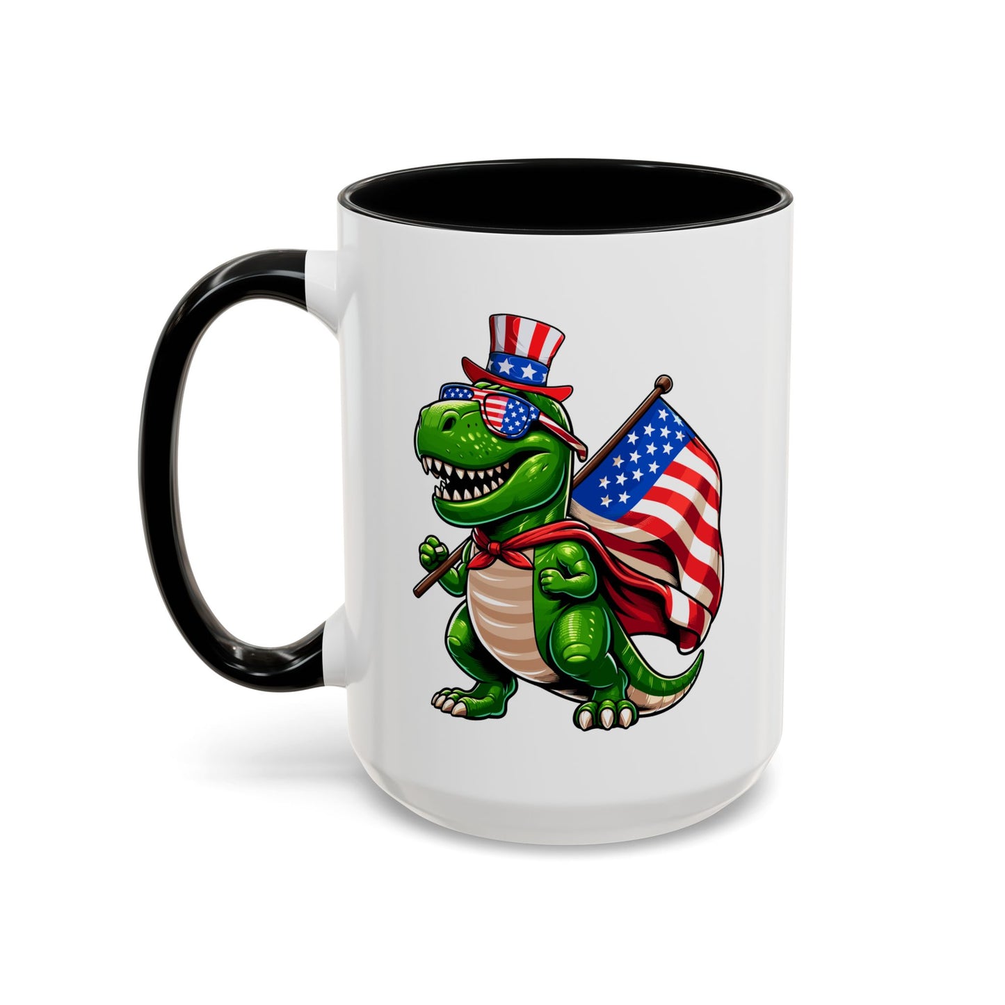 4th of July Mug - T Rex Dinosaur USA Flag
