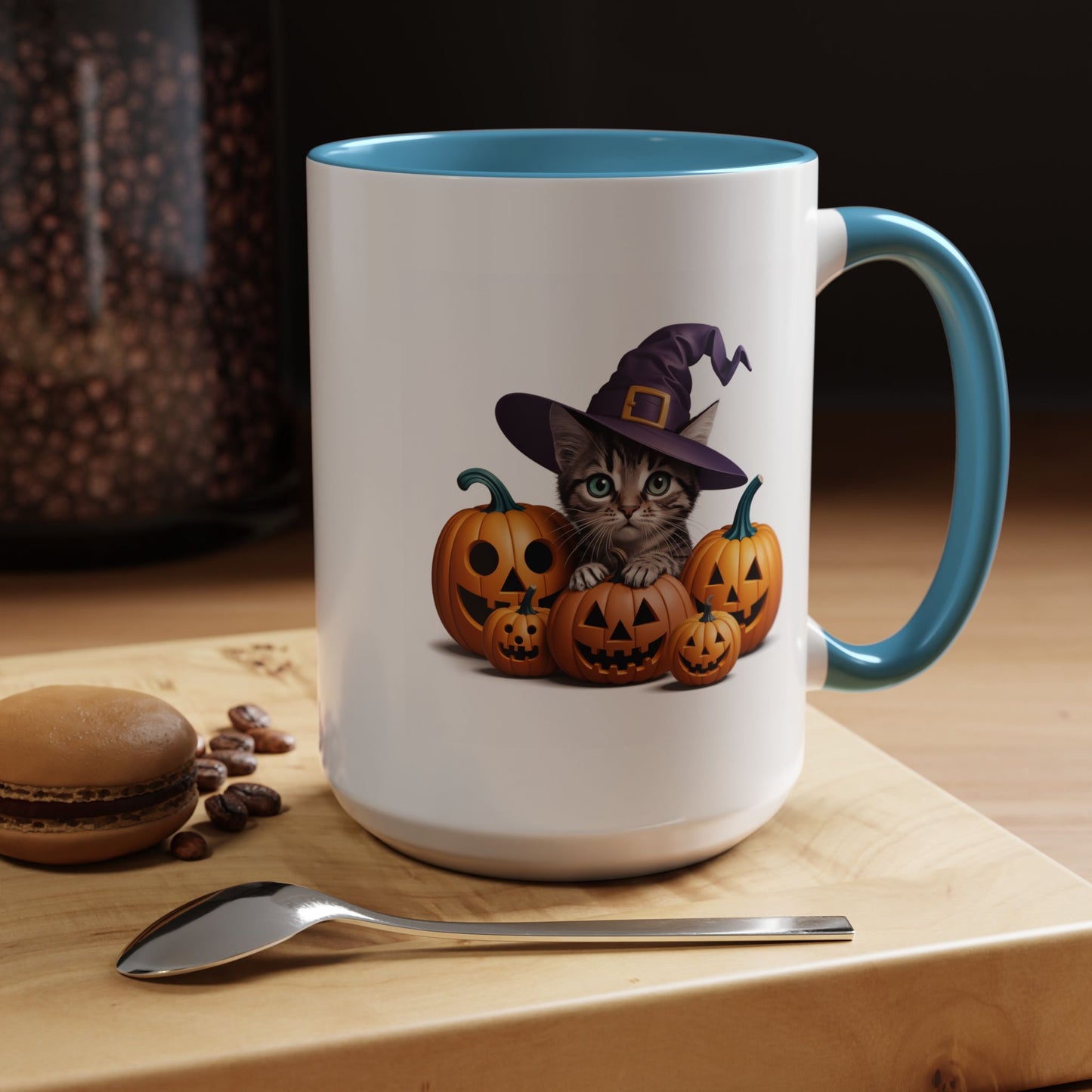 Halloween Mug - Witch Cat Hiding In Pumpkins