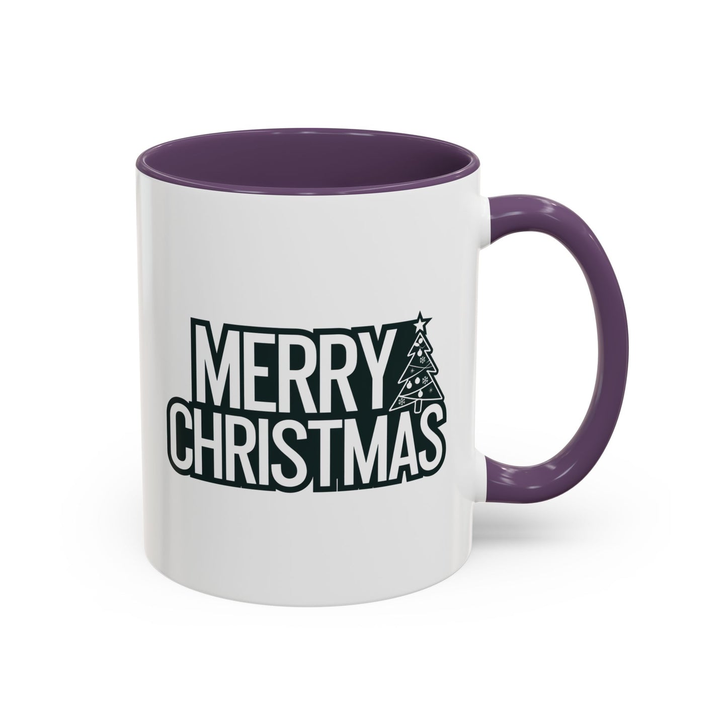 Christmas Mug - Merry Christmas White & Black Text Tree