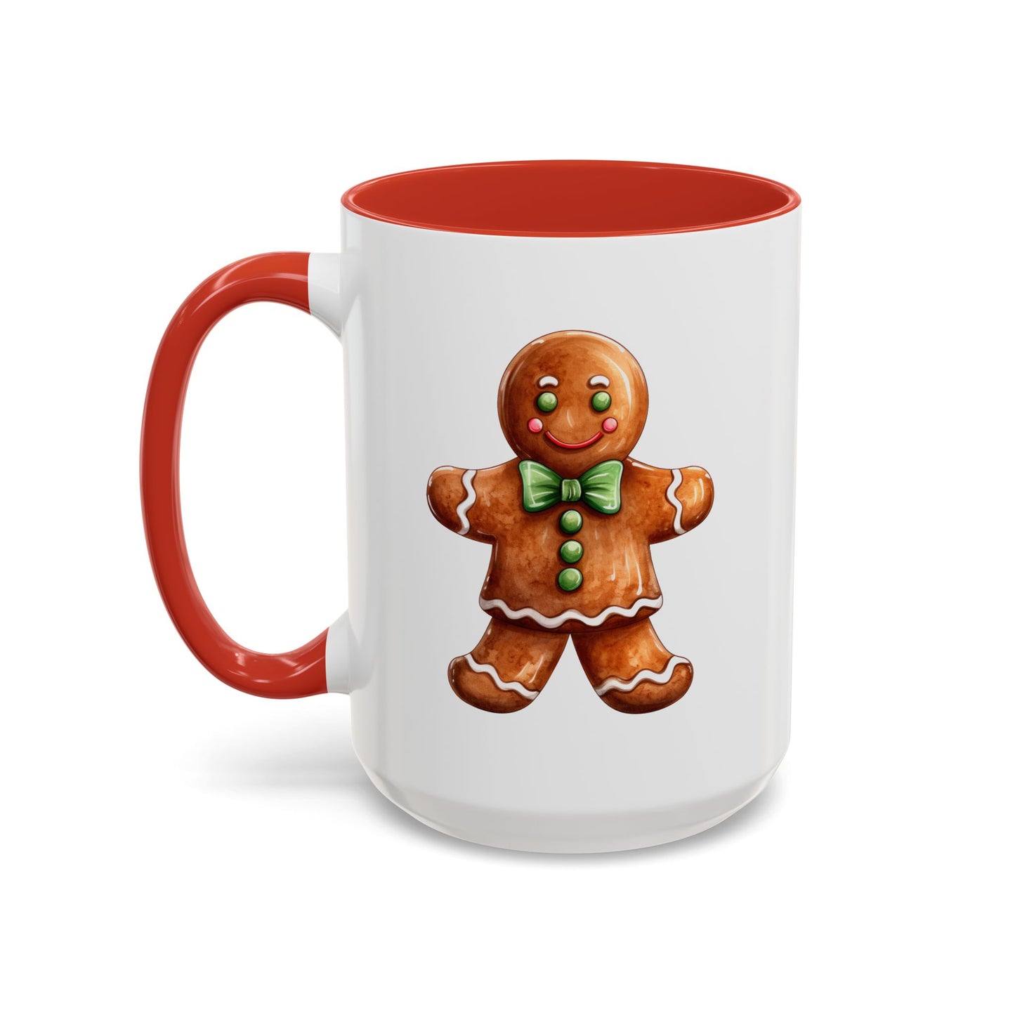 Christmas Mug - Gingerbread Man Green Bow