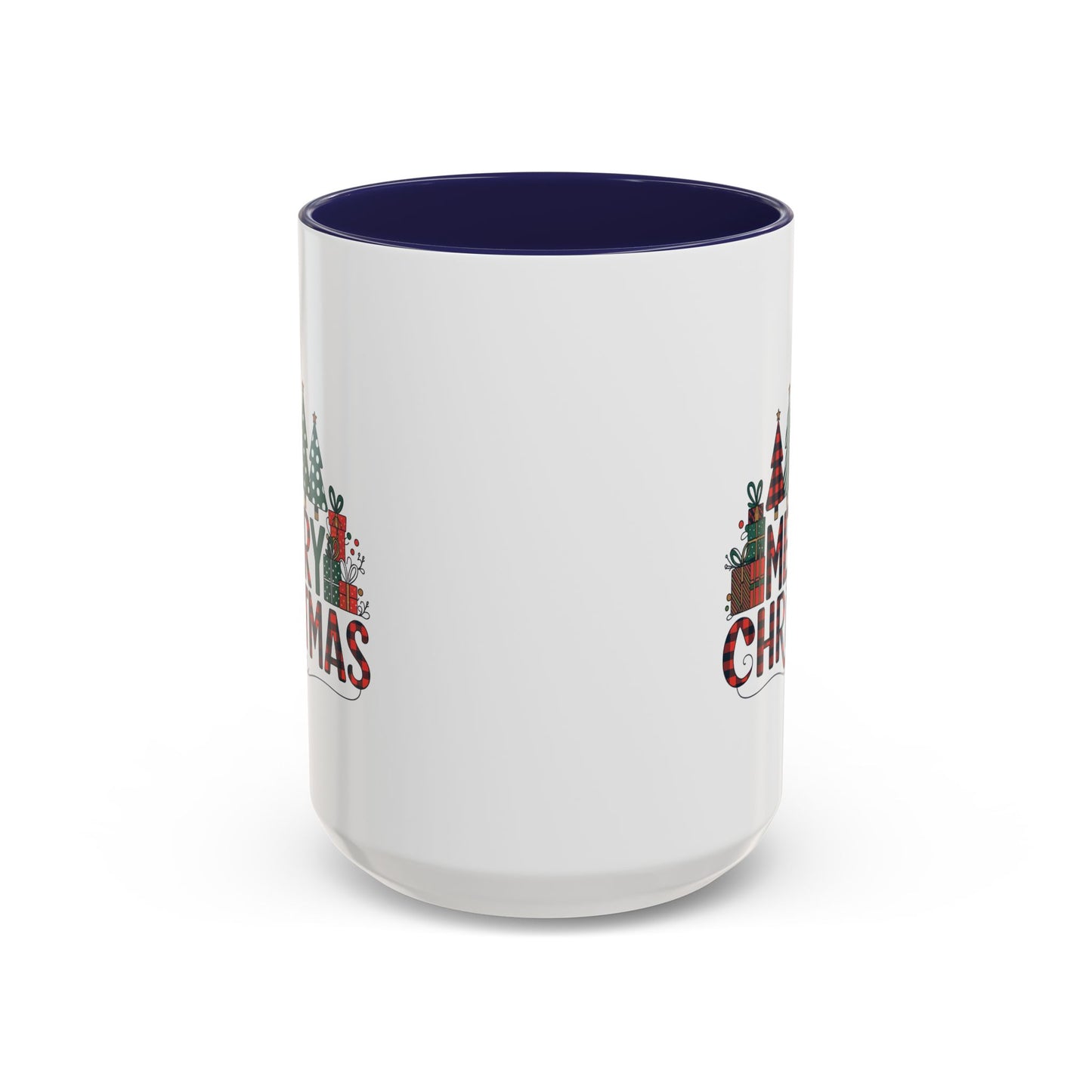 Christmas Mug - Merry Christmas Tartan Text Trees Presents