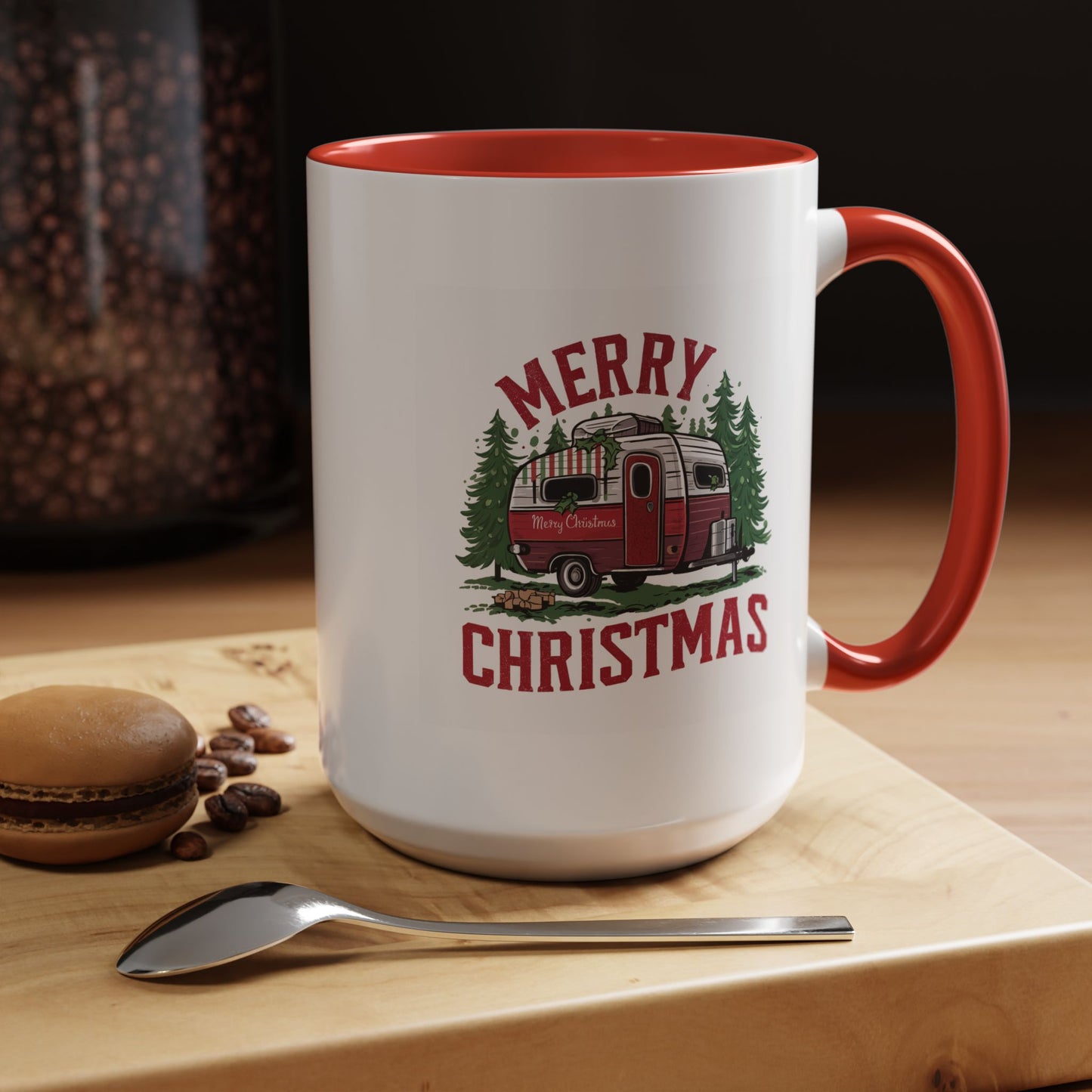 Christmas Mug - Merry Christmas Red & White Camper