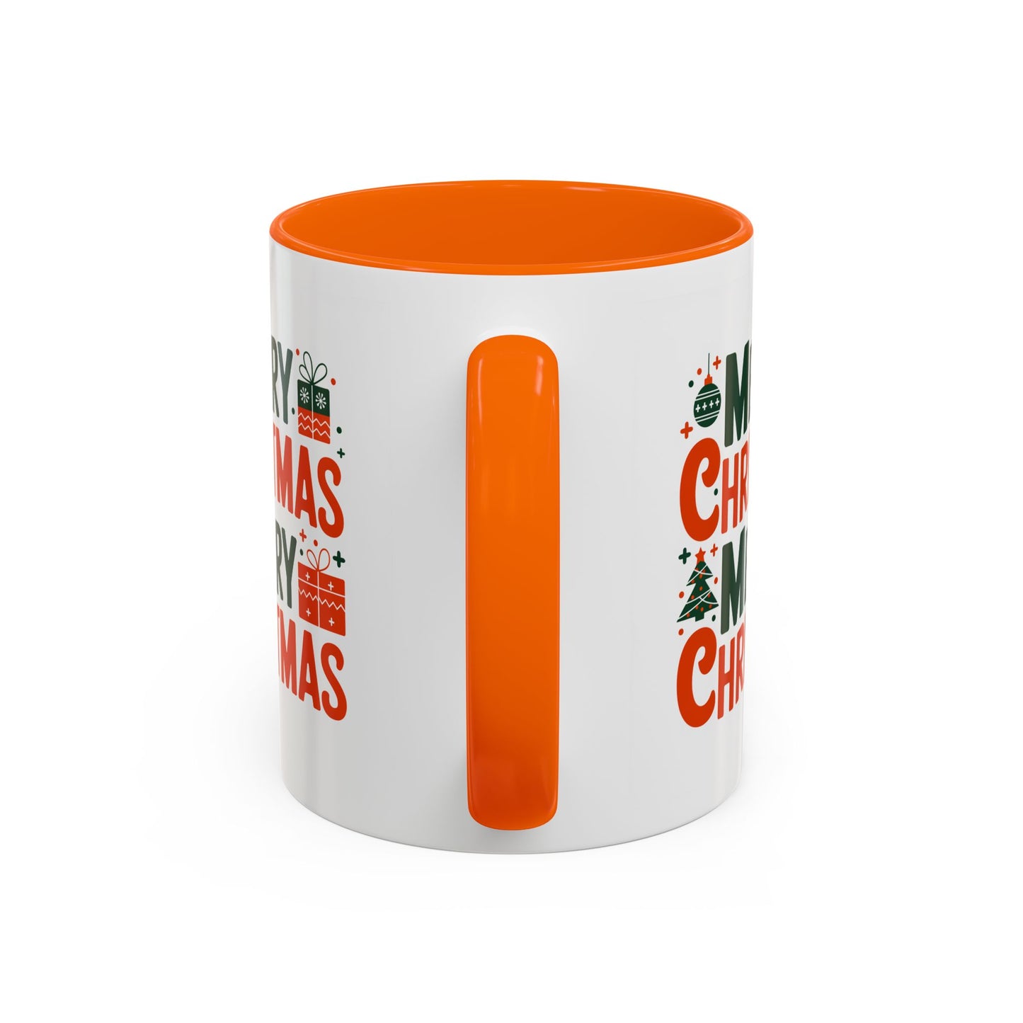 Christmas Mug - Green & Red Text Tree Presents