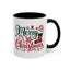 Christmas Mug - Merry Christmas Green & Red Text Star Candy Cane Stocking Snowflake