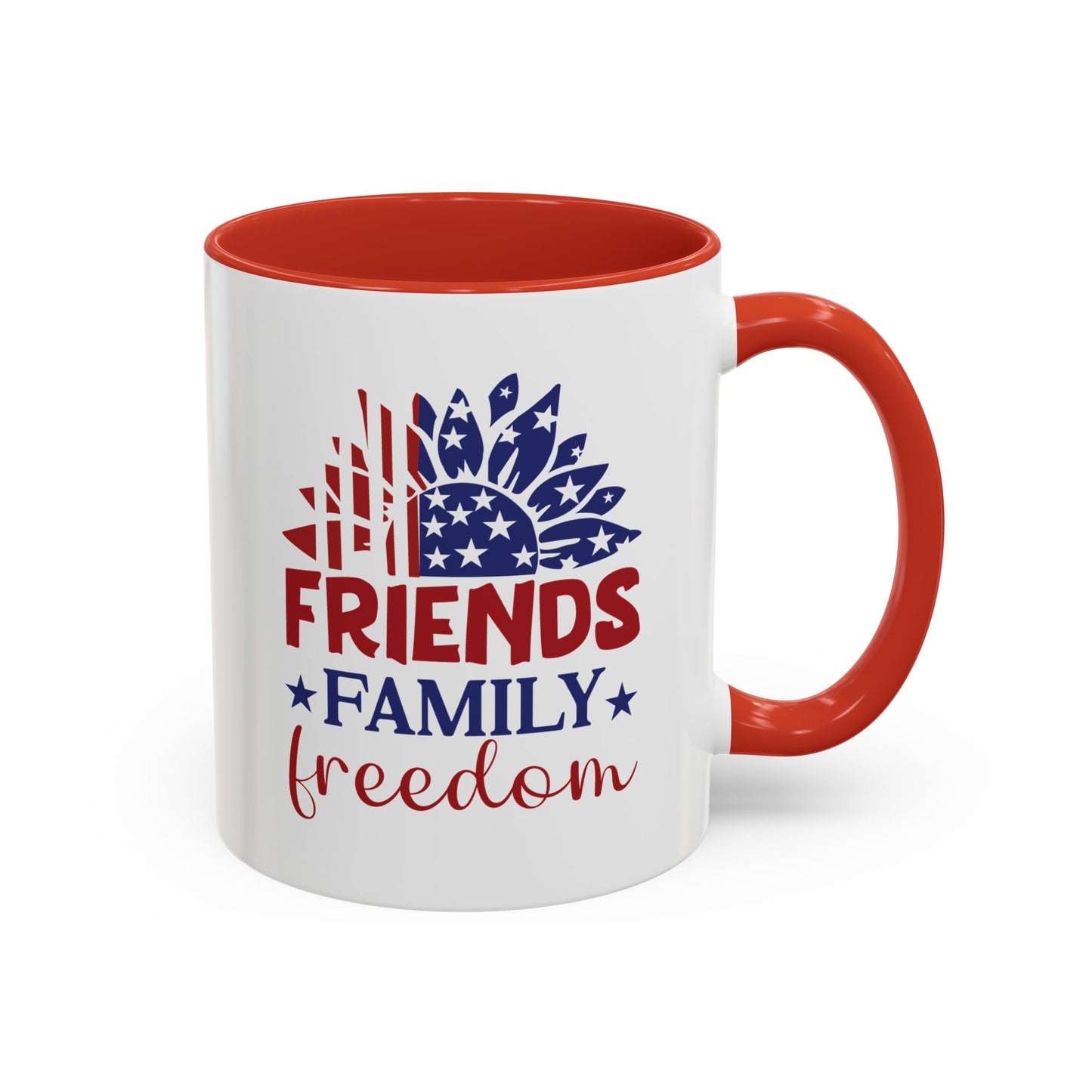 4th of July Mug - Friends Family Freedom Sunflower