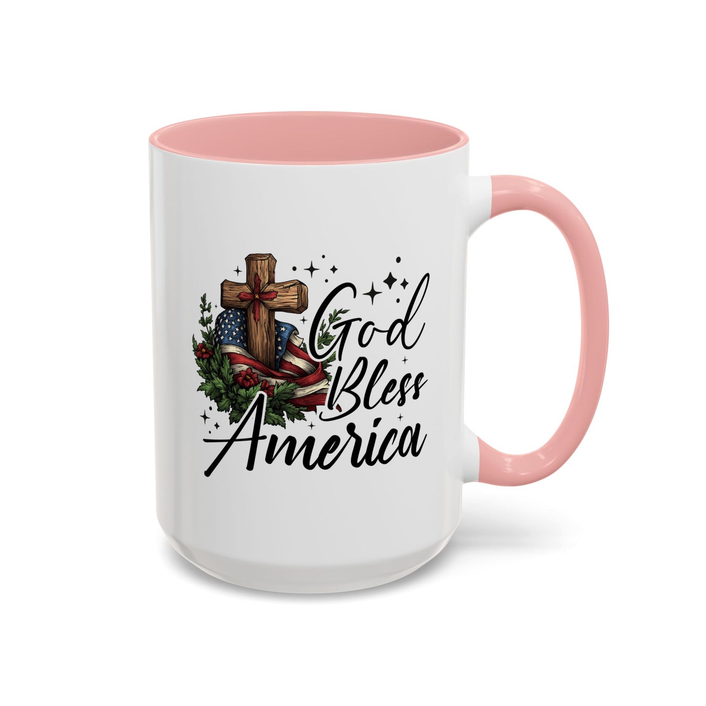 4th of July Mug - God Bless America Cross Flag