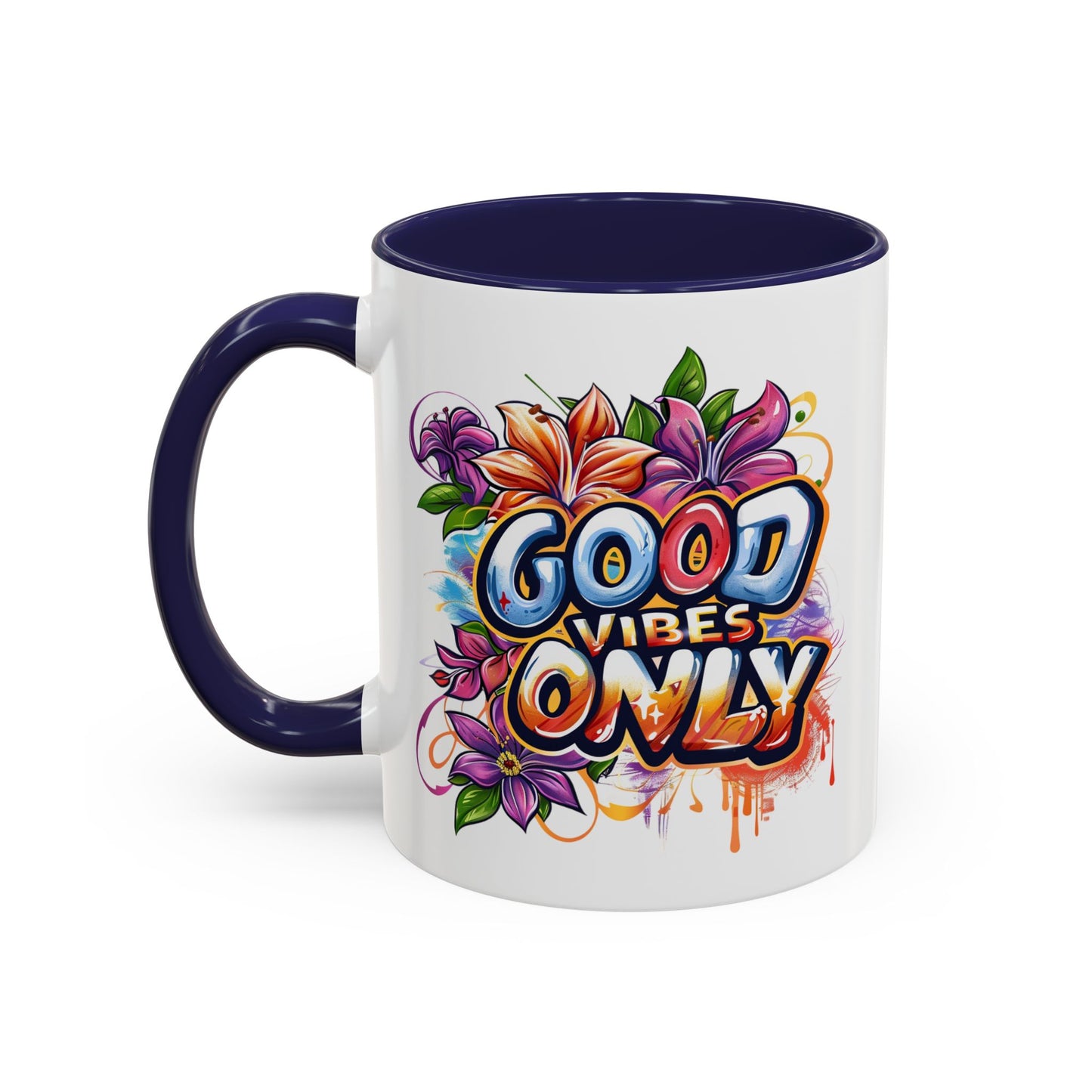 Wellness Mug - Good Vibes Only Graffiti Flowers