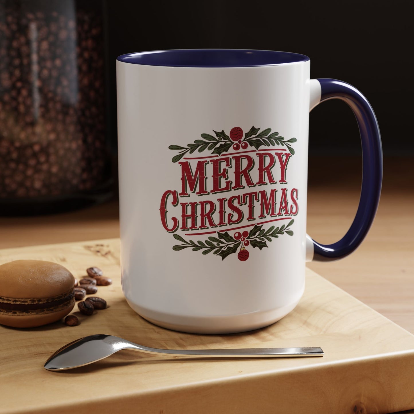 Christmas Mug - Merry Christmas Maroon Text Ornament Decorations