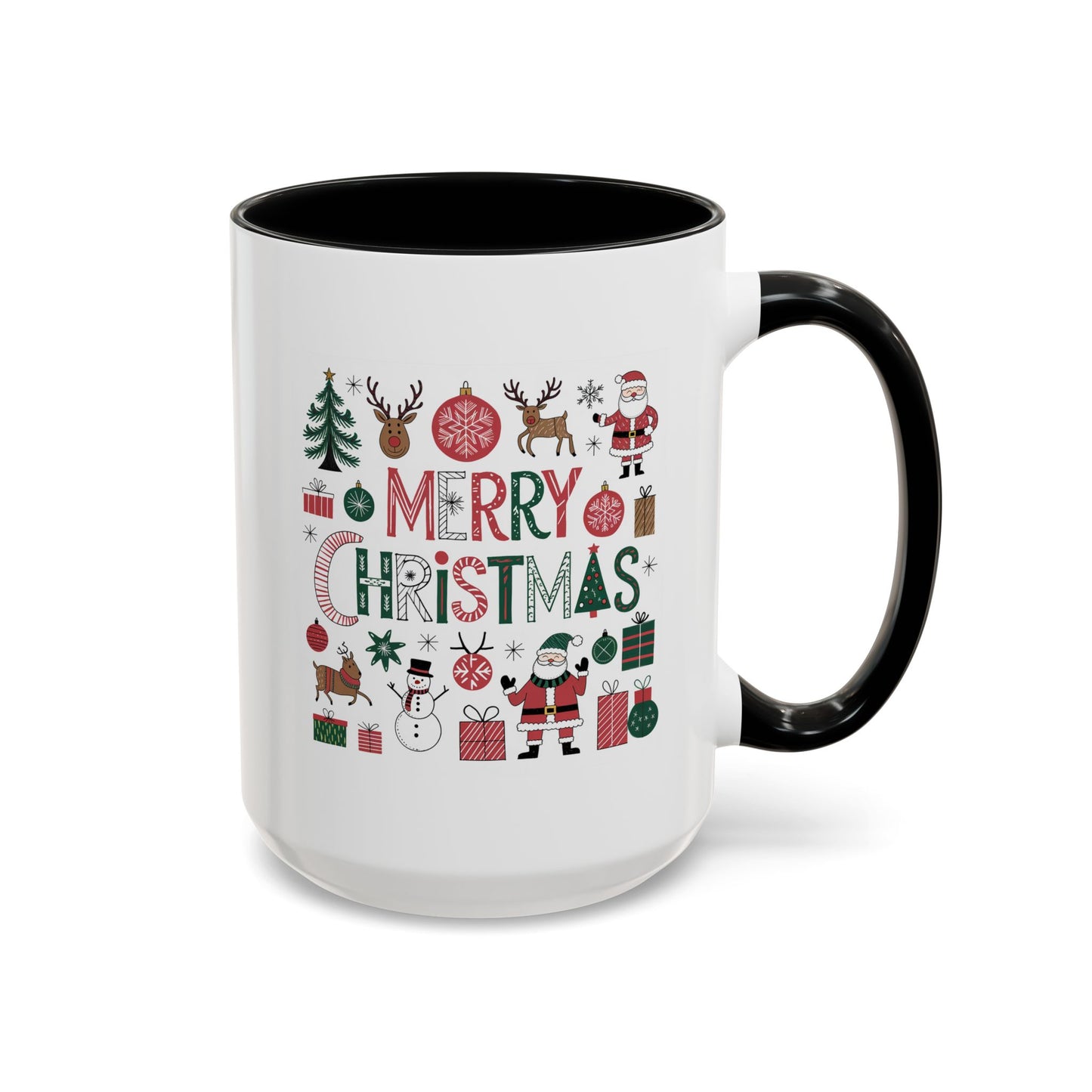 Christmas Mug - Merry Christmas Red White & Green Text Collage